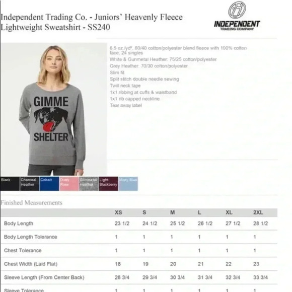 Hand screen printed (by me) GIMME SHELTER Heather gray raglan sweatshirt ALL sz - Picture 3 of 3